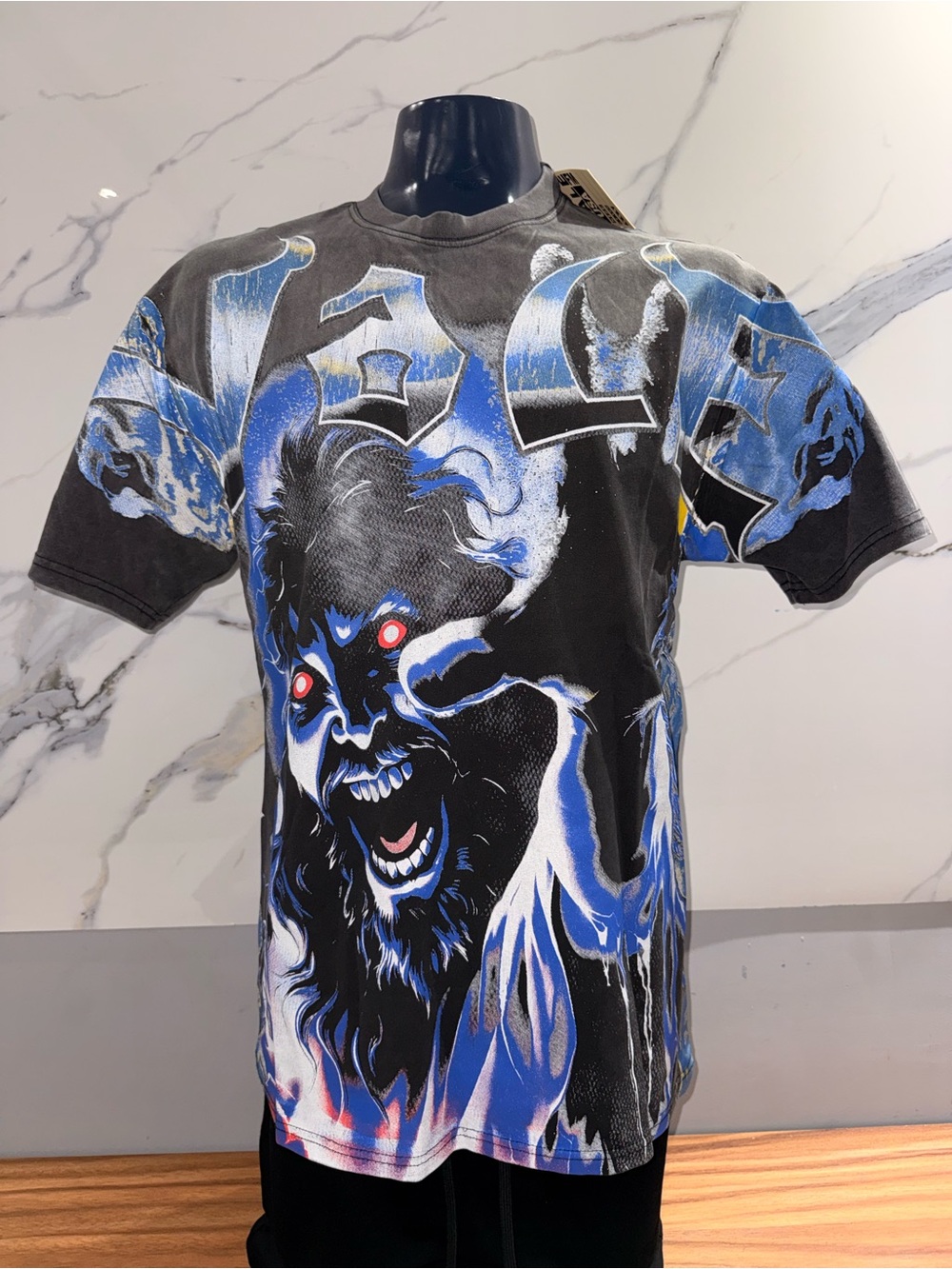Valley Graphic Crewneck T-Shirt in Black and Blue